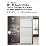 (1) Whirlpool 32 in. 21 cu. ft. Freestanding Top