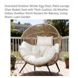 2 pcs Oversized Outdoor Wicker Egg Chair,