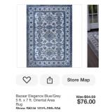 6 pcs Bazaar Elegance Blue/Grey 5 ft. x 7 ft.