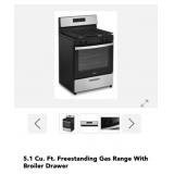 (1) Whirlpool 5.1 Cu. Ft. Freestanding Gas Range