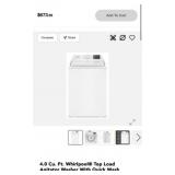 (1) 4.0 Cu. Ft. Whirlpoolï¿½ Top Load Agitator