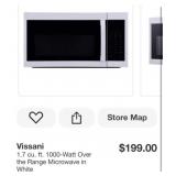 (1) Vissani 1.7 cu. ft. 1000-Watt Over the Range