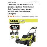 (1)  New RYOBI ONE+ HP 18V Brushless 20 in.