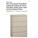 (1) Hirsh 36 in. W 4-Drawer Putty Metal Lateral