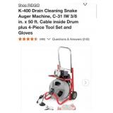 (1) NEW RIDGID K-400 Drain Cleaning Snake Auger
