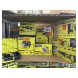 8 pcs Ryobi tools contents on the shelf