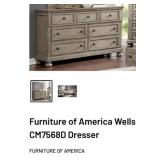 (1) Furniture of America Wells CM7568D Dresser