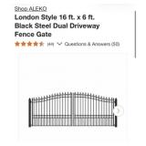 (1) ALEKO London Style 16 ft. x 6 ft. Black S