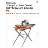 (1)  RIDGID 12 Amp 8 in. Blade Corded Wet Tile