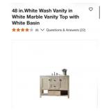 (1) 48 in.White Wash Vanity in White Marble