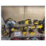 8 pcs Dewalt tools contents on the shelf