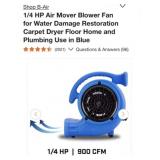 (1) B-Air 1/4 HP Air Mover Blower Fan for Water