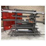Rack on casters including assorted metal pcs mix