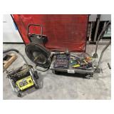 Metal cart , pressure washer and assorted tools