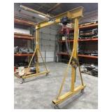 Adjustable steel gantry crane + 2 ton hoist by