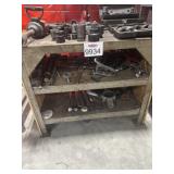 Two shelf metal cabinets with a lot of major