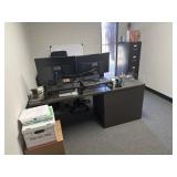 Contents of room, one desk with a credenza type