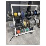 Rack on casters with spools of electrical with
