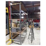 Lot of 3 work tables and 2 vertical metal
