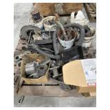 Pallet of buckets and boxes metal supplies