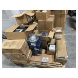Pallet of fire extinguisher, tape and