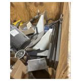 Wooden Gaylord with metal and other items
