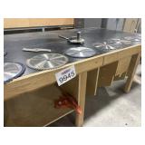 Wooden work table 4 x 8 4 x 8ï¿½ and storage at