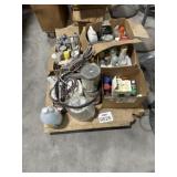 Paint lot with several boxes, some cans and