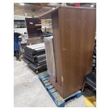 Desk + cubicle parts and metal cabinet