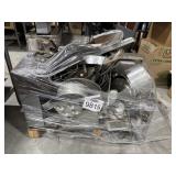 Pallet containing used kitchen pots, pans,