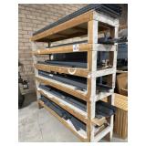 Wood rack with assorted shelving parts