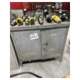 Two door metal cabinet with jig, molds, and all