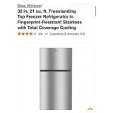 (1) Whirlpool 32 in. 21 cu. ft. Freestanding Top