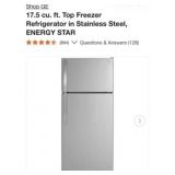 (1) GE 17.5 cu. ft. Top Freezer Refrigerator in