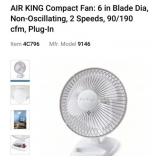 14 pcs New AIR KING Compact Fan: 6 in Blade Dia,