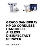 1- New GRACO SANISPRAY HP 20 CORDLESS HANDHELD