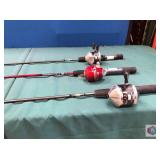 Lot of 3 Zebco Rods with Reels