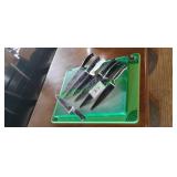 (7) Knives and (3) Cutting Boards