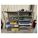 (2) Metal Shelves and Contents