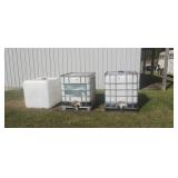 (3) Plastic Totes, (2) In Cages