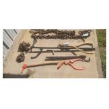 Assorted Log Tongs & (2) Small Chains