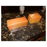 2 small hand crafted wood boxes