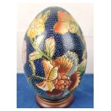 Chinese Painted Egg with Stand