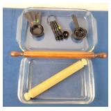 Pyrex Cake Pans (2) & Wooden Rolling Pins (2) +