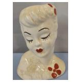 Vtg Lady Head Vase