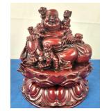 Laughing Buddha, 5 Children on Lotus Flower