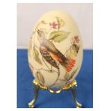 Hand Painted Bird Goose Egg with Stand