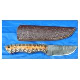 Damascus Knife w/Sheath, New
