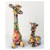 Ceramic Patchwork Giraffe & Calf
