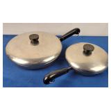 Revere Ware Copper Bottom Skillets w/ Lids [x2]